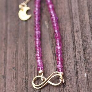 Natural Pink Topaz Bracelet in 14K Gold Yellow Gold, Adjustable Length